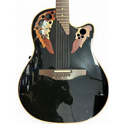 Vintage 1992 Ovation 1858 Elite Black 12 String Acoustic Electric Guitar