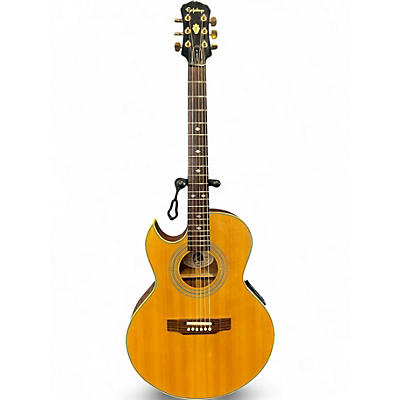 Vintage 1995 Epiphone PR-5E LH Natural Acoustic Electric Guitar