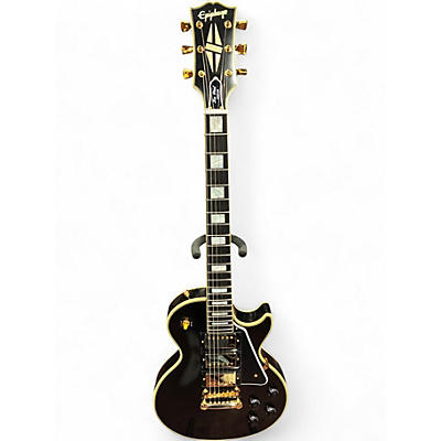 Vintage 2020 Epiphone Les Paul Custom Black and Yellow Solid Body Electric Guitar