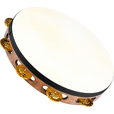 MEINL Vintage Goat-Skin Wood Tambourine One Row Brass Jingles