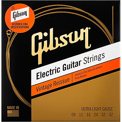 Gibson Vintage Reissue Electic Guitar Strings, Ultra Light Gauge