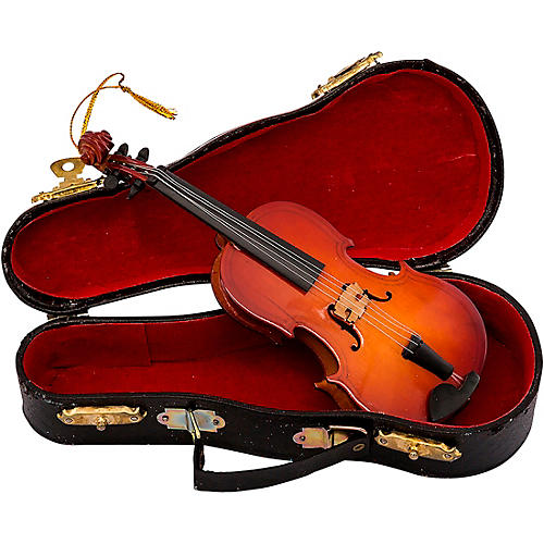 Violin With Bow Wood Ornament