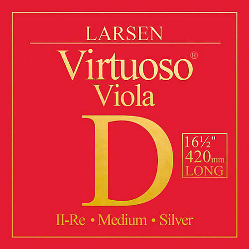 Larsen Strings Virtuoso Extra-Long Viola D String 16-1/2+ in., Medium Aluminum, Ball End