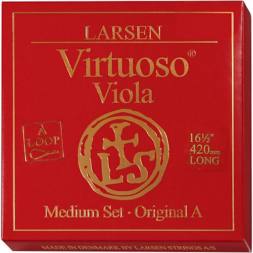 Larsen Strings Virtuoso Extra-Long Viola String Set 16-1/2+ in., Medium Multiple Wound, Loop End