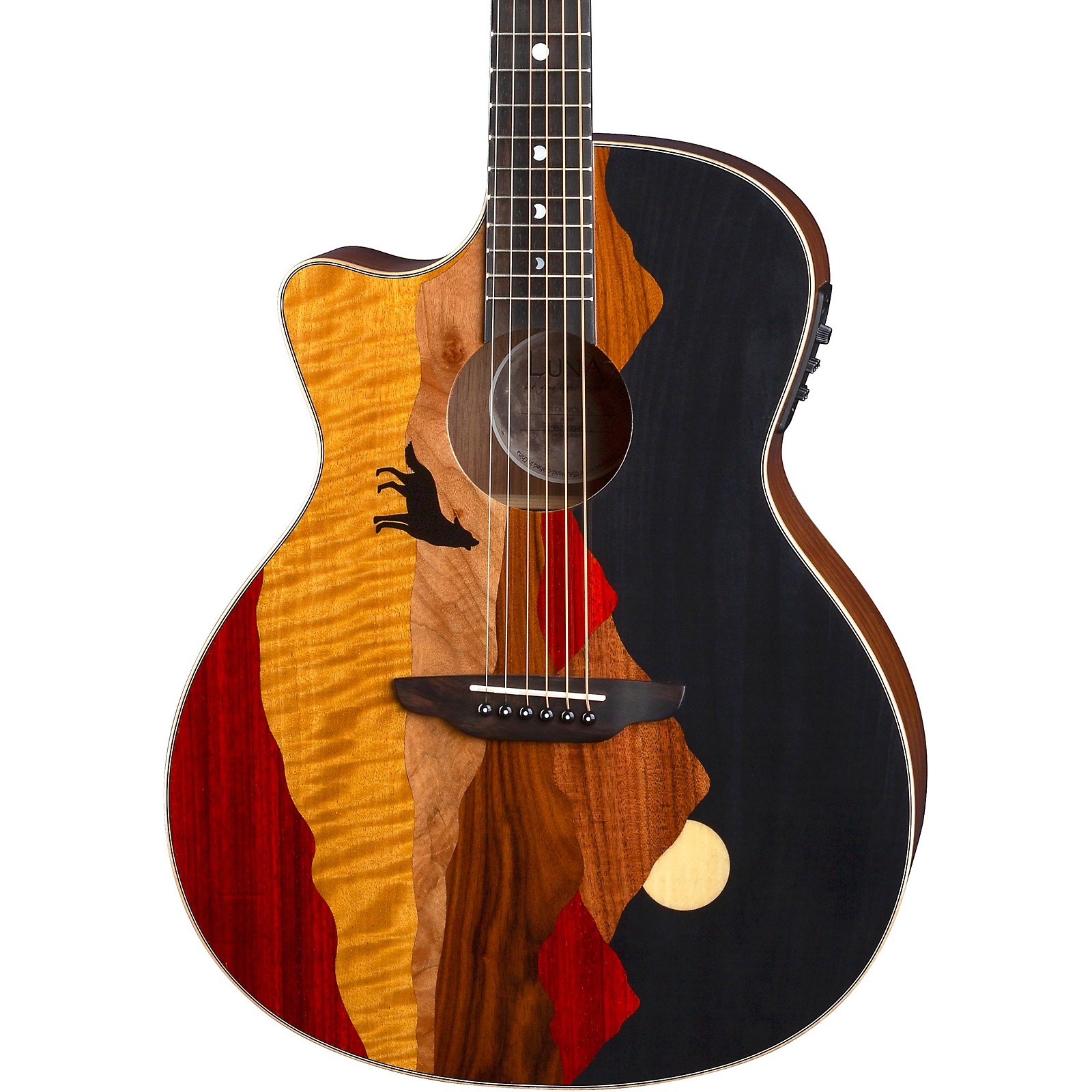 Luna Guitars Vista Wolf Tropical Wood Left Handed Acoustic Electric Guitar Gloss Natural 5237