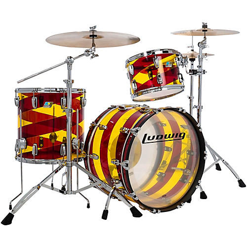 Ludwig Vistalite 50th Anniversary Fab 3-Piece Shell Pack with 22 in. Bass Drum Red/Yellow/Red