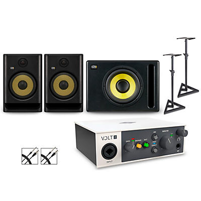 Universal Audio Volt 1 With KRK ROKIT G5 Studio Monitor Pair & S10 Subwoofer (Stands & Cables Included) -