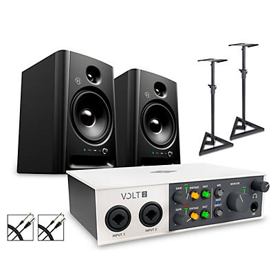 Universal Audio Volt 2 With Harbinger Studio Monitor Pair, Stands & Cables -