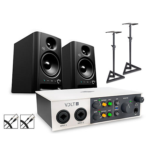 Universal Audio Volt 2 With Harbinger Studio Monitor Pair, Stands & Cables SM505
