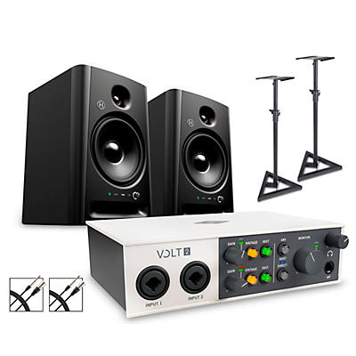 Universal Audio Volt 2 with Harbinger Studio Monitor Pair (Stands & Cables Included)