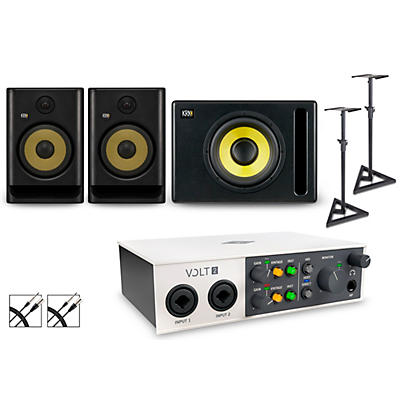 Universal Audio Volt 2 with KRK ROKIT G5 Studio Monitor Pair & S10 Subwoofer (Stands & Cables Included)