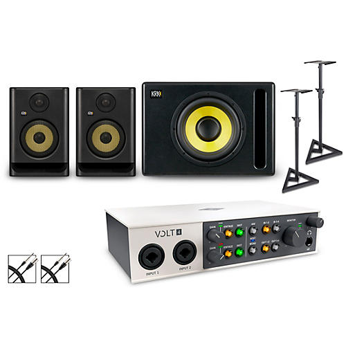 Universal Audio Volt 4 with KRK ROKIT G5 Studio Monitor Pair & S10 Subwoofer (Stands & Cables Included) ROKIT 5