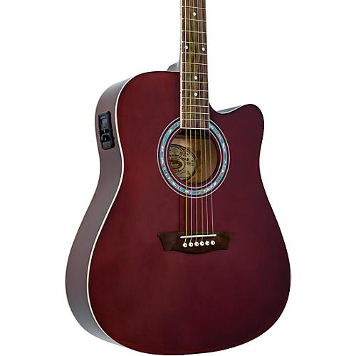 Washburn WA90CE Dreadnought Acoustic-Electric Guitar Wine Red