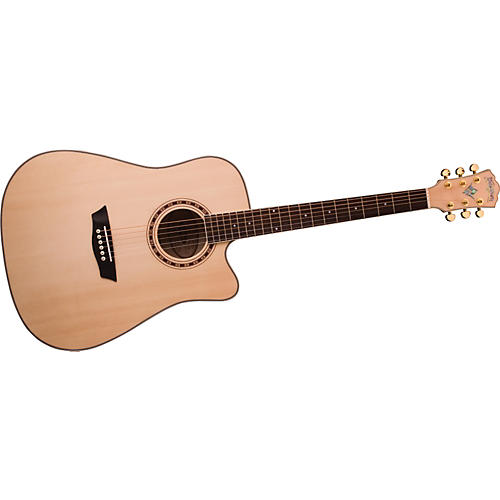 WD40SCE Solid Sitka Spruce Top Acoustic Cutaway Electric Dreadnought Flame Maple Guitar with Fishman Preamp And Tuner