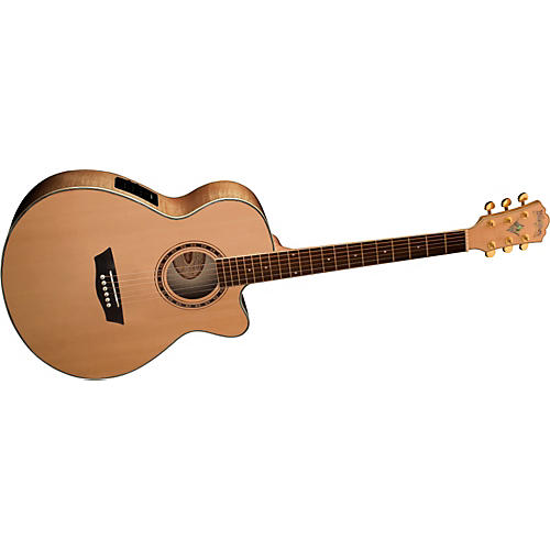 WMJ40SCE Solid Sitka Spruce Top Acoustic Cutaway Electric Mini Jumbo Flame Maple Guitar with Fishman Preamp And Tuner