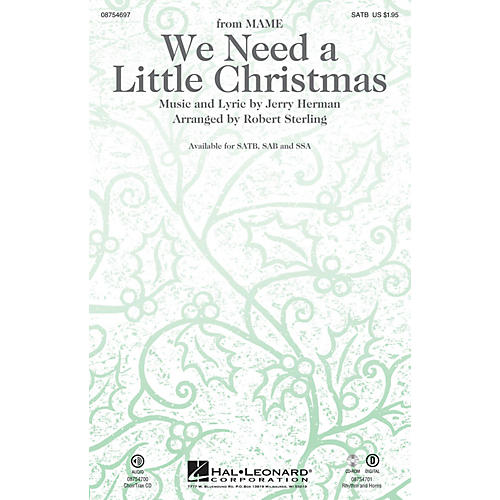 Hal Leonard We Need a Little Christmas (with We Wish You a Merry Christmas) RHYTHM/HORN SECTION by Robert Sterling