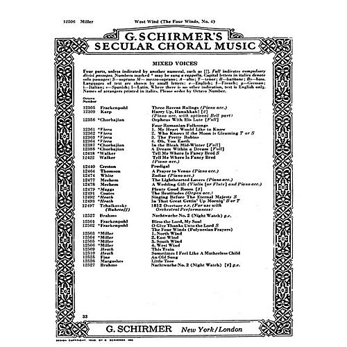 G. Schirmer West Wind 4 Winds No4 - A Cappella (Polynesian Prayers) SATB composed by D Miller