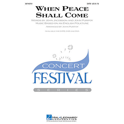 Hal Leonard When Peace Shall Come SAB Arranged by John Purifoy