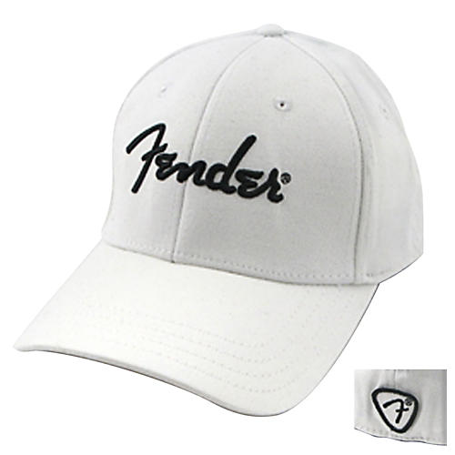 White Script Logo Stretch Cap