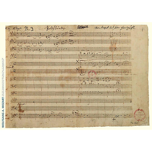 Wolfgang Amadeus Mozart Music Manuscript Poster - Piano Concerto in A Major