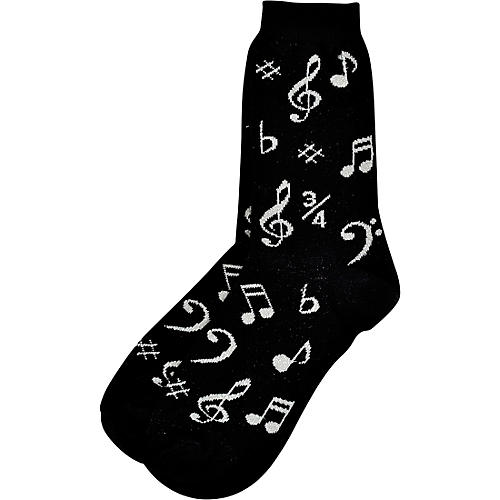 AIM Womens Black And Silver Music Note Socks