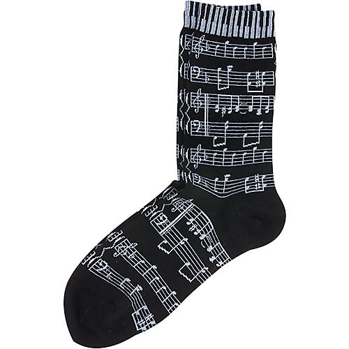 AIM Women's Music Score And Keyboard Socks - Black-White