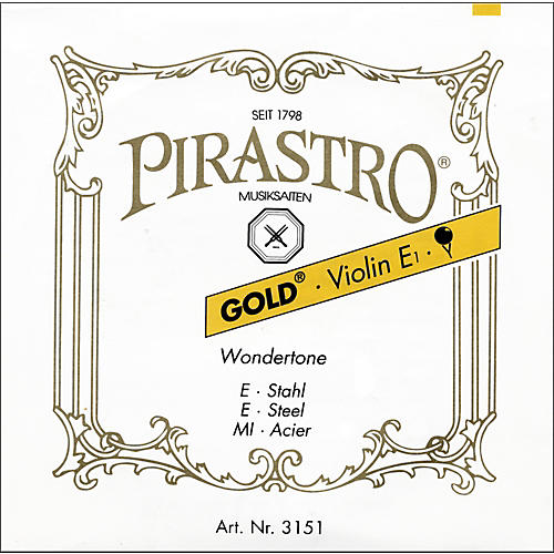 Pirastro Wondertone Gold Label Series Violin E String 4/4 Size Medium Ball End