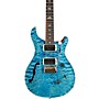 PRS Wood Library Custom 24 Semi-Hollow 10 Top Quilt with Pattern Thin Torrified Maple Neck Electric Guitar Aquabluex Purple Burst