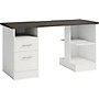 SAUDER WOODWORKING CO. Workstation Desk for Gaming and Content Creation with Charcoal Ash Accent Top White