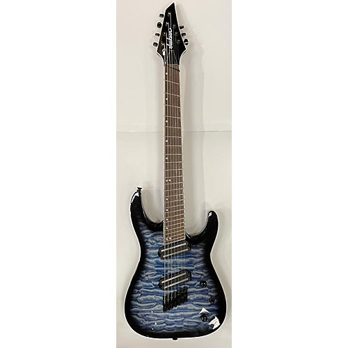 Jackson X Series Soloist Arch Top SLATX7Q MS 7-String Multi-Scale Solid Body Electric Guitar Transparent Blue Burst