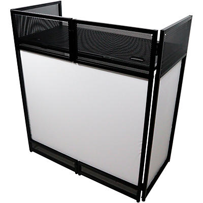 ProX XF-VISTA BLMK2 Vista DJ Booth Facade Table Station With White/Black Scrim Kit & Padded Travel Bag