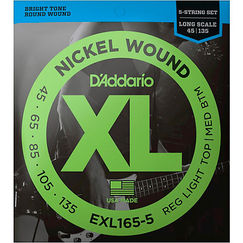 D'Addario XL165-5 Electric 5-String Set Bass Guitar Strings