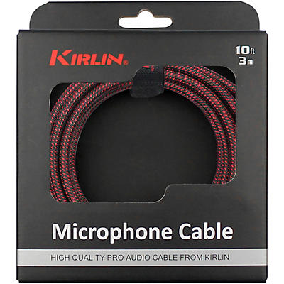 KIRLIN XLR Male To XLR Female Microphone Cable - Black And Red Woven Jacket