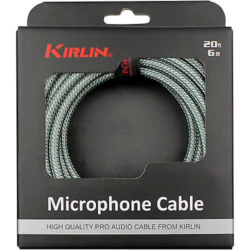 KIRLIN XLR Male To XLR Female Microphone Cable - Olive Green Woven Jacket 20 ft.