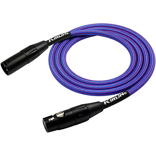 KIRLIN XLR Male To XLR Female Microphone Cable - Royal Blue Woven Jacket 20 ft.