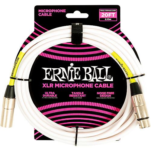 Ernie Ball XLR Microphone Cable 20 ft. White