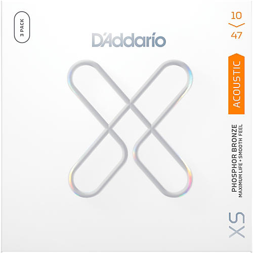D'Addario XS 80/20 Bronze Coated Acoustic Guitar Strings 3-Pack 10 - 47