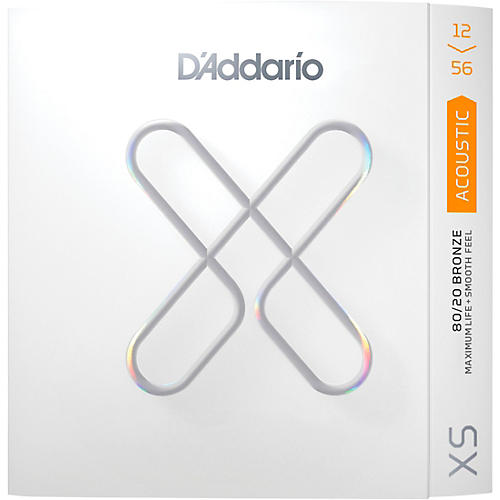 D'Addario XS Acoustic 80/20 Bronze Coated Guitar Strings Light Top/Medium Bottom (12-56)
