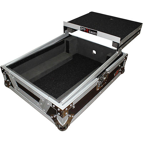 ProX XS-M12LT ATA Style Flight Road Case with Wheels and Sliding Laptop Shelf for 12 in. DJ Mixers Black/Chrome