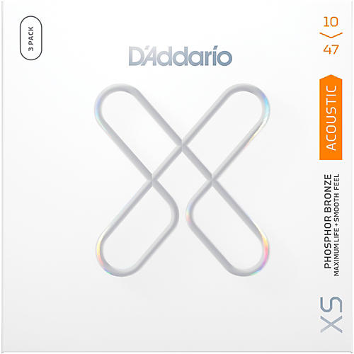 D'Addario XS Phosphor Bronze Coated Acoustic Guitar Strings 3-Pack 10 - 47