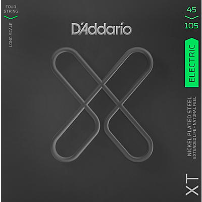 D'Addario XT Nickel Plated Steel Long Scale Electric Bass Strings, Light Top/Medium Bottom, 45-105