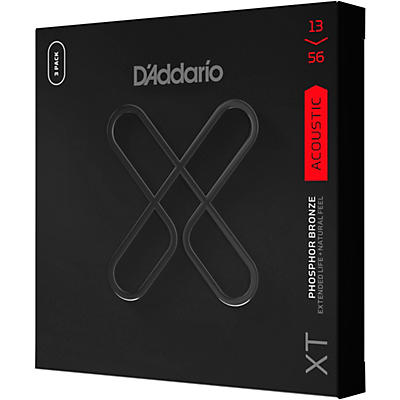 D'Addario XT Phosphor Bronze Acoustic Guitar Strings, Medium, 13-56, 3-Pack