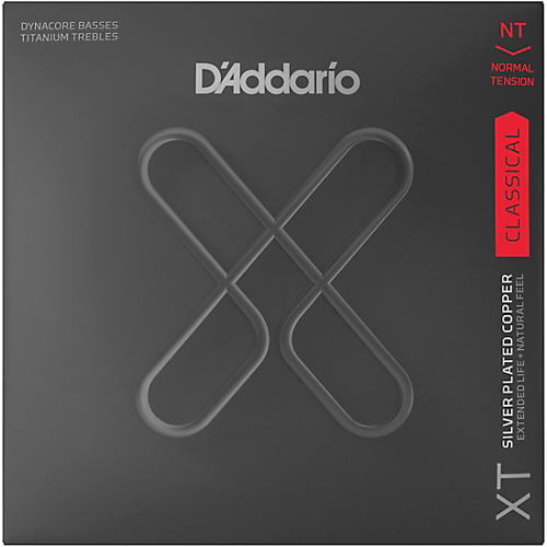 D'Addario XT Silver-Plated Copper Dynacore Titanium Classical Guitar Strings, Normal Tension, Light, 28-44w