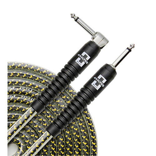 Analysis Plus Yellow Oval Instrument Cable with Overmold Plug w/Straight-Angle Plugs 10 ft.
