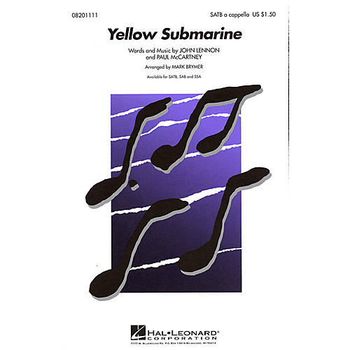 Hal Leonard Yellow Submarine SSA A Cappella by The Beatles Arranged by Mark Brymer