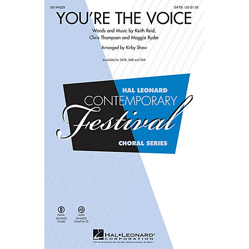 Hal Leonard You're the Voice SAB by John Farnham Arranged by Kirby Shaw