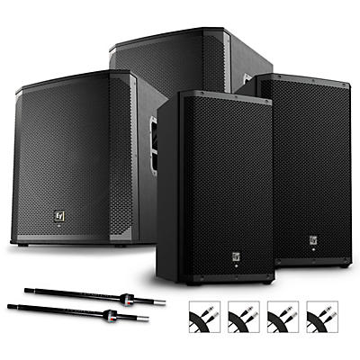 Electro-Voice ZLX-15P G2 1,000W Powered Speaker Pair With ELX200-18SP Subwoofers, Stands & Cables