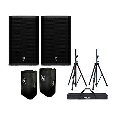 Electro-Voice ZLX-15P G2 Powered Speaker Pair With Covers and Stands