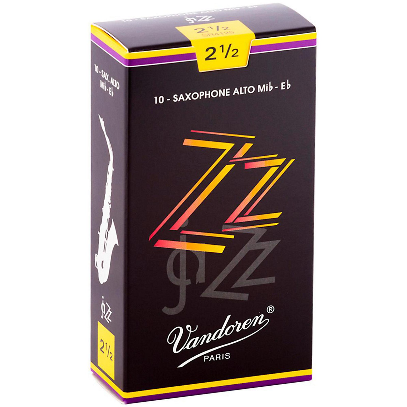 Vandoren ZZ Alto Saxophone Reeds Strength 2.5, Box of 10 Musician's