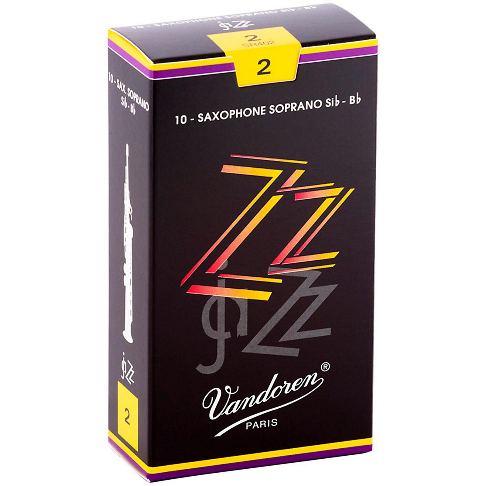 Vandoren ZZ Soprano Saxophone Reeds Strength 2, Box of 10 Musician's